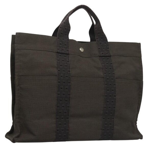 HERMES Her Line MM Hand Bag Canvas Gray Auth - Picture 3 of 15